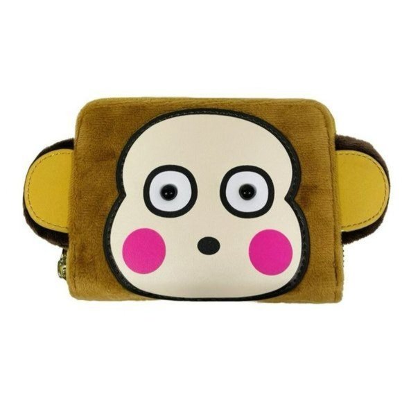 Loungefly Sanrio Monkichi Monkey Banana Scented Cosplay Zip Around Wallet Brown - Picture 1 of 7